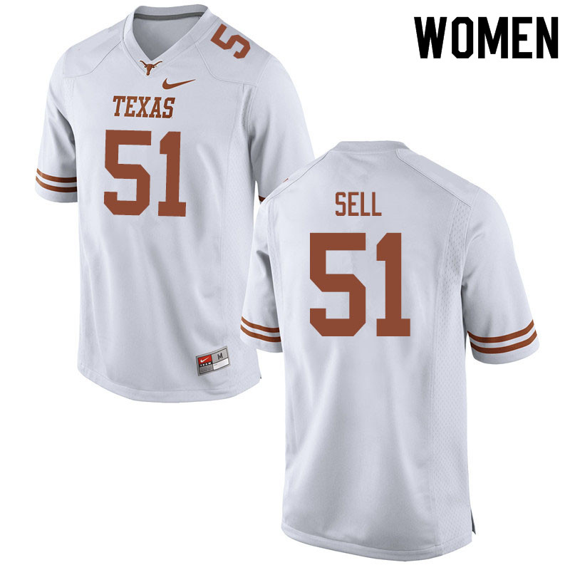 Women #51 Jakob Sell Texas Longhorns College Football Jerseys Sale-White